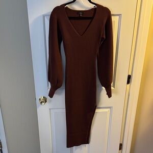 Lulu's Chocolate Long Sleeve Knit Dress